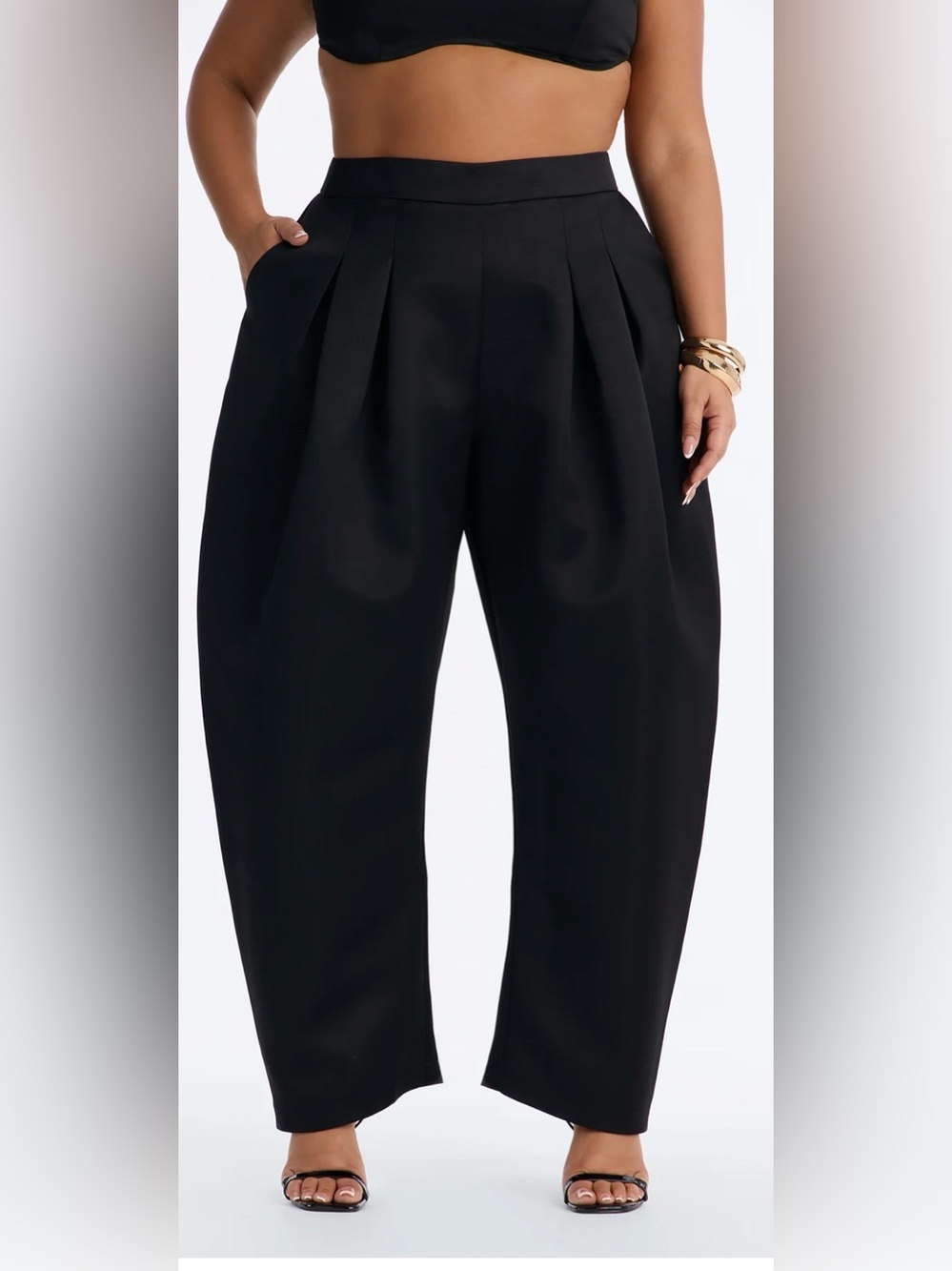 Black Pleated Barrel Pants